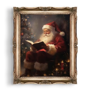 Santa Claus Print | Christmas Home Decor | Cottagecore Decor | Antique Oil Painting | Dark Academia Christmas | Festive Decoration