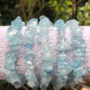Aquamarine Crystal Chip Bracelet