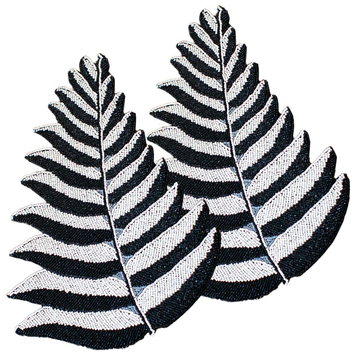 Table Charger Placemats Hand Bead Embroidered Fern Pattern Etsy