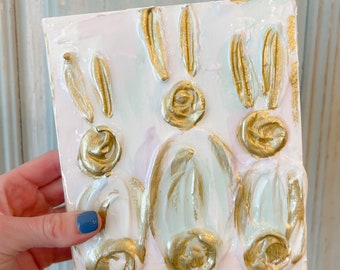 6x6 Group of Bunnies Hand Painted Gift | Easter Home Decor | Resin Art | Easter Gift | Spring Home Decor