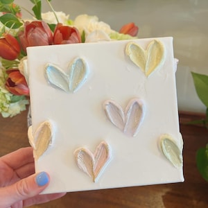 6x6in Heart Canvas | Pastel Heart Painting on Canvas | Heart Painting Shelf Decoration | Baby Shower Gift | Nursery Gift | Heart Decoration