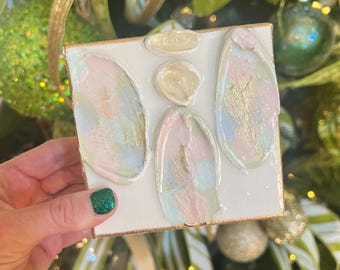 4x4 Angel Canvas | Angel Home Decor | Sentimental Gift | Hand Painted Resin Art | Nursery Decor | Mixed Media Art