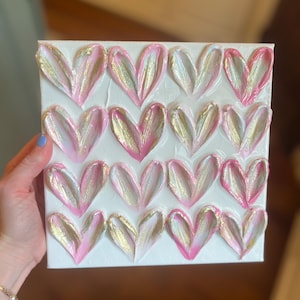 6x6in Heart Canvas | Pastel Heart Painting on Canvas | Heart Painting Shelf Decoration | Baby Shower Gift | Nursery Gift | Heart Decoration