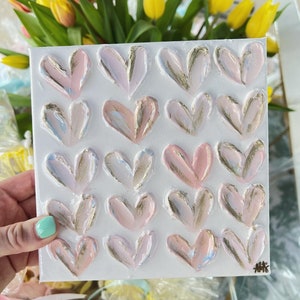 6x6in Heart Canvas | Pastel Heart Painting on Canvas | Heart Painting Shelf Decoration | Baby Shower Gift | Nursery Gift | Heart Decoration