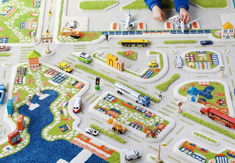 IVI 3D Mini City Kindergarten Kleinkinder & Kinder Montessori Spielmatte Teppich weich, lustig, pädagogisch, Aktivität, Pferd, Kuh, Jungen, Mädchen Bild 6