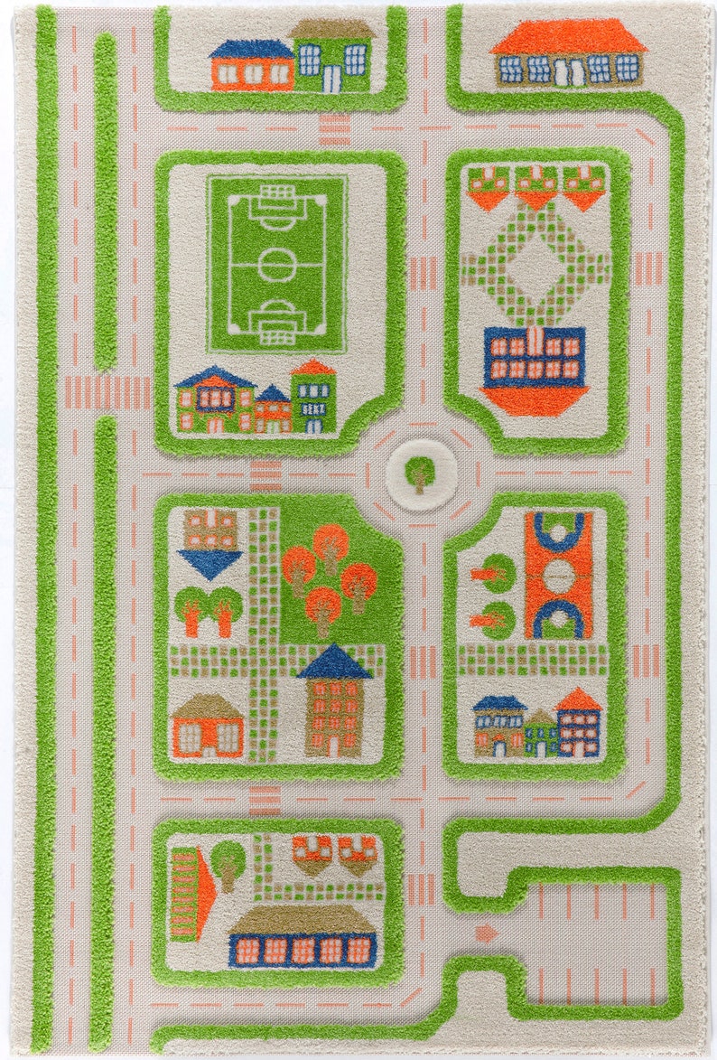 IVI 3D Traffic Green Nursery Toddler & Kids Play Mat Rug Soft, Fun, Activity, Toys, Cars, Trucks, Boys, Girls image 7