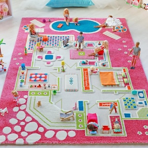 IVI 3D Playhouse Pink Nursery Toddler & Kids Montessori Play Mat Rug Soft, Fun, Educational, Activity, Toys, Dolls, Boys, Girls