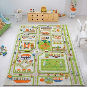 IVI 3D Traffic Green Nursery Toddler & Kids Play Mat Rug Soft, Fun, Activity, Toys, Cars, Trucks, Boys, Girls image 4