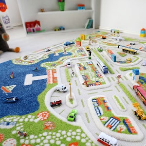 IVI 3D Mini City Kindergarten Kleinkinder & Kinder Montessori Spielmatte Teppich weich, lustig, pädagogisch, Aktivität, Pferd, Kuh, Jungen, Mädchen Bild 1