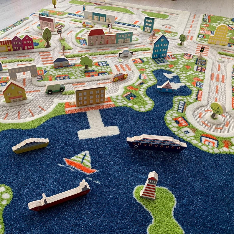 IVI 3D Mini City Kindergarten Kleinkinder & Kinder Montessori Spielmatte Teppich weich, lustig, pädagogisch, Aktivität, Pferd, Kuh, Jungen, Mädchen Bild 2