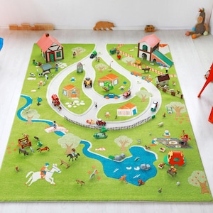 IVI 3D Farm Nursery Toddler & Kids Play Mat Rug Soft, Fun, Activity, Horse, Cow, Boys, Girls
