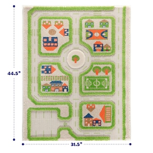 IVI 3D Traffic Green Nursery Toddler & Kids Play Mat Rug Soft, Fun, Activity, Toys, Cars, Trucks, Boys, Girls 45"x32" inches