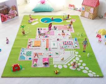 IVI 3D Playhouse Green Nursery Toddler & Kids Montessori Play Mat Rug Soft, Fun, Educational, Activity, Toys, Dolls, Boys, Girls