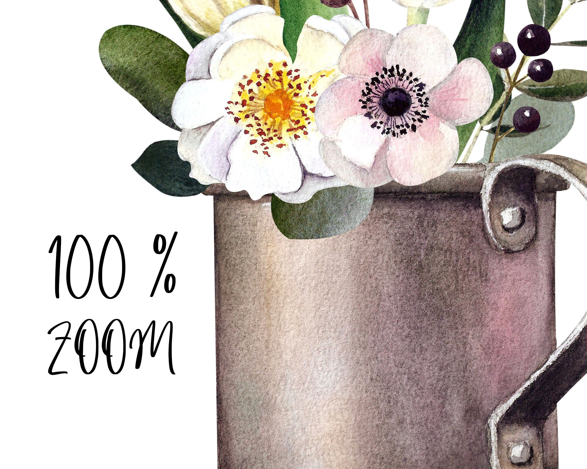 Watercolor floral clipart. White flower bouquet png | Etsy