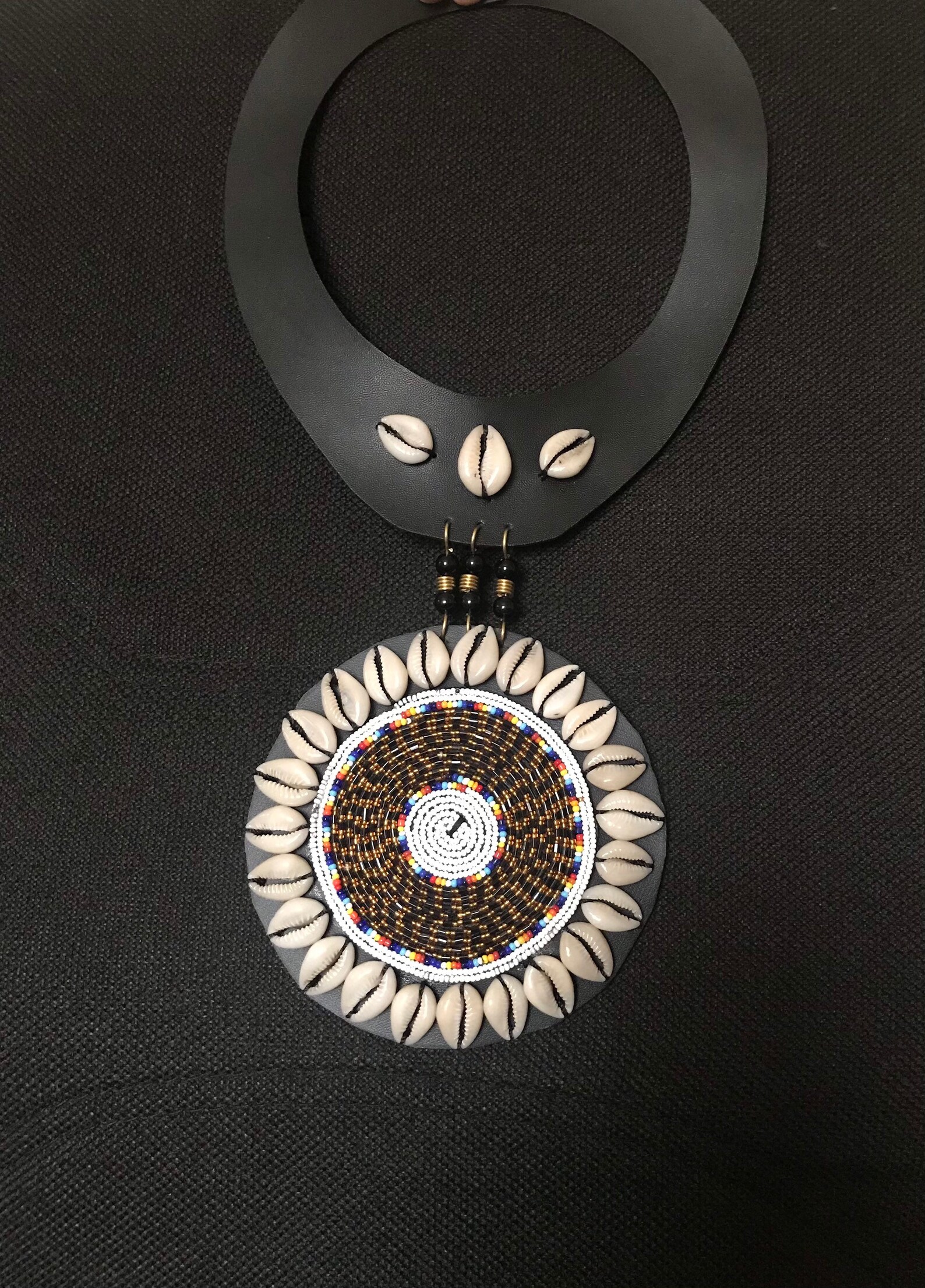 SALE African Cowrie Shell Necklace African Beaded