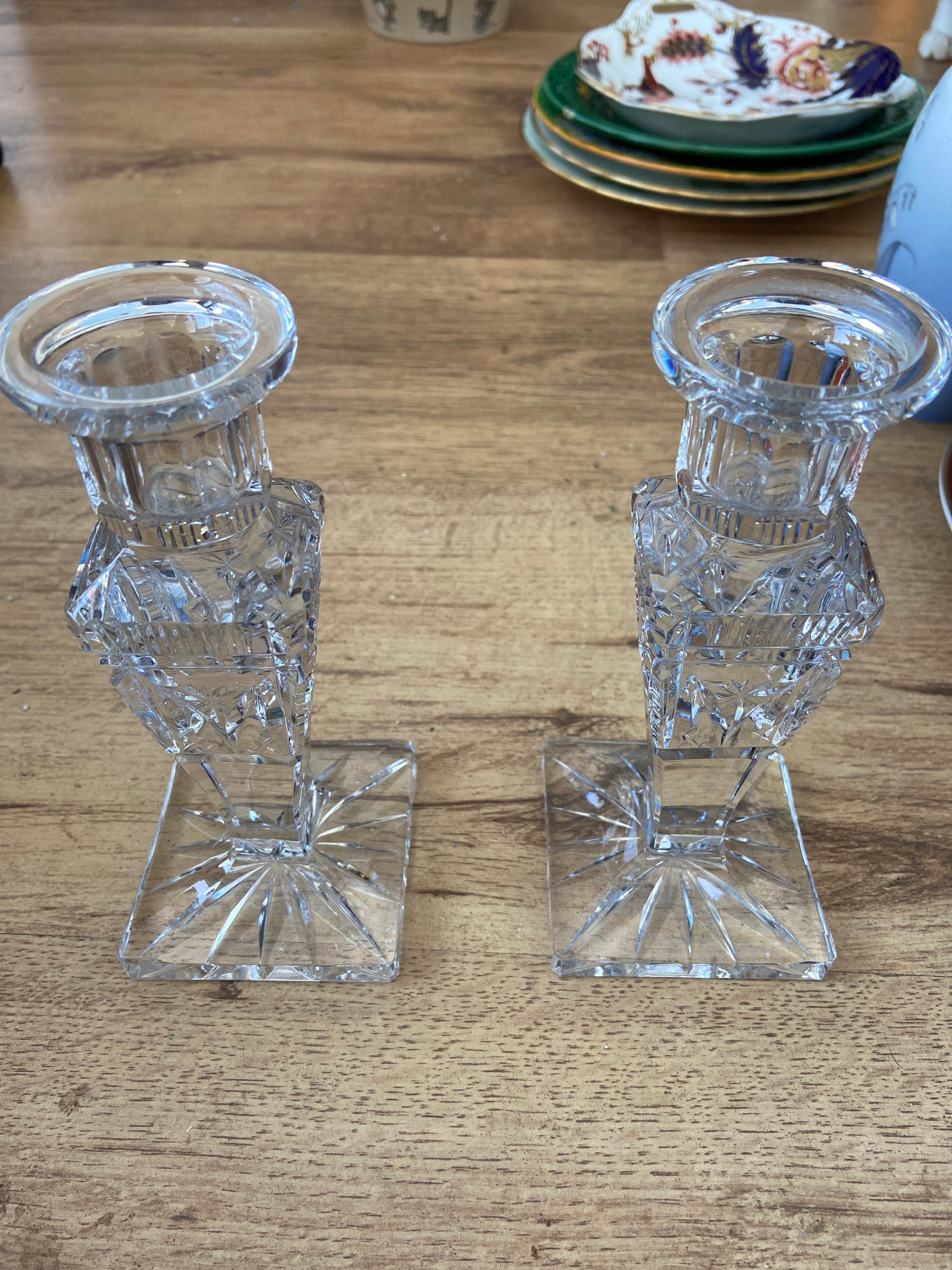 Vintage Glass Candlestick Holders Etsy