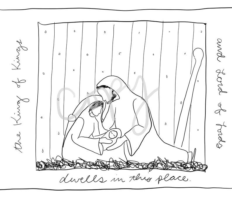 Printable Color Your Own Nativity Scene Postcard Nativity - Etsy