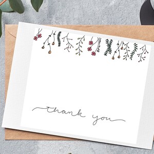 Thank You Floral Instant Download Postcard | Printable | Instant Download Whimsy Floral Thank You Card | Color Your Own Thank You Postcard