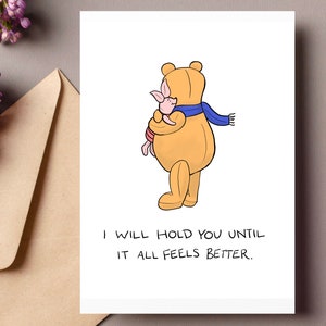Pooh Bear Sympathy Card Digital Printable | Printable Sympathy Card for Sickness, Loss, Bad Days | Winnie the Pooh card for everyday use