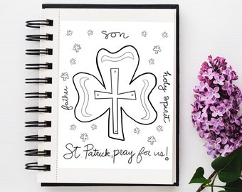 Página para colorear de San Patricio: Trébol con cruz (Descarga digital)