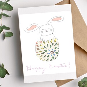 Hoppy Easter Bunny Greeting Card: Printable Easter Egg Design (Instant Download)