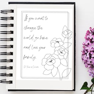 St. Teresa of Calcutta Quote Coloring Page: Love and Family (Digital Download)