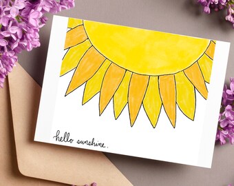 Cartolina stampabile "Hello Sunshine" / Cartolina Sunshine / Cartoline Sunshine / cartolina per uso quotidiano / Download immediato / Download stampabile