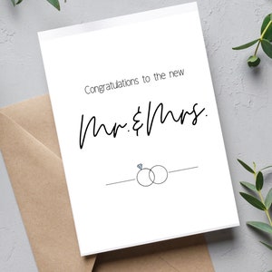 Printable, Foldable Wedding Card | Mr and Mrs | Wedding Card | Wedding Digital Gift Card | Gift Card for Weddings | Digital Printable