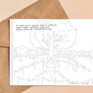Color Your Own Bilbo&#39;s Party Tree, Printable | Coloring Page | Tolkien Quote Greeting Post Card | Party Post Card | Instant Download