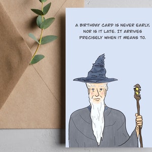 Printable Funny Gandalf Birthday Card | LOTR Birthday Card | Printable LOTR Birthday Card | Wizard Birthday Card | Tolkien Funny Birthday
