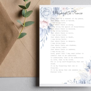 Prayer of St. Francis Wall Art: Floral Catholic Decor (Digital Download)