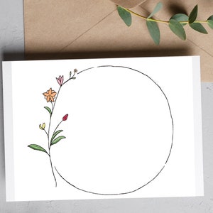 Couronne de fleurs, carte postale imprimable et personnalisable | Carte de vœux personnalisée | Couronne de fleurs | Carte postale élégante | Téléchargement instantané, personnaliser