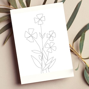 Pagina da colorare floreale: carta floreale minimale (download digitale)