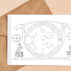 Bilbo&#39;s Front Door Coloring Page: Tolkien Quote Postcard (Instant Download)