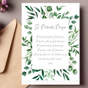 St Patrick's Gebetskarte | Druckbar | Wanddekoration | St. Patrick's Day Gruß-Gebetskarte | Katholische Heilige Gebetskarte