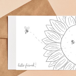 Páginas para colorear de abejas para imprimir / Tarjeta de abejorro / Postales en blanco para colorear / Postales en blanco de abejas y amigos / Descargas imprimibles