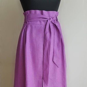 Linen High Waist Maxi Skirt with Pockets/ Pleated A-Line linen Maxi Skirt with Pocket / Linen Maxi Skirt/more color available