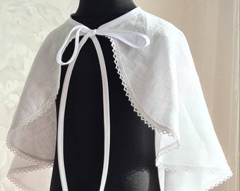 Natural Christening Cape/ Linen Christening Cape/ Linen christening cloak/ linen white Cape/ white Cloak/