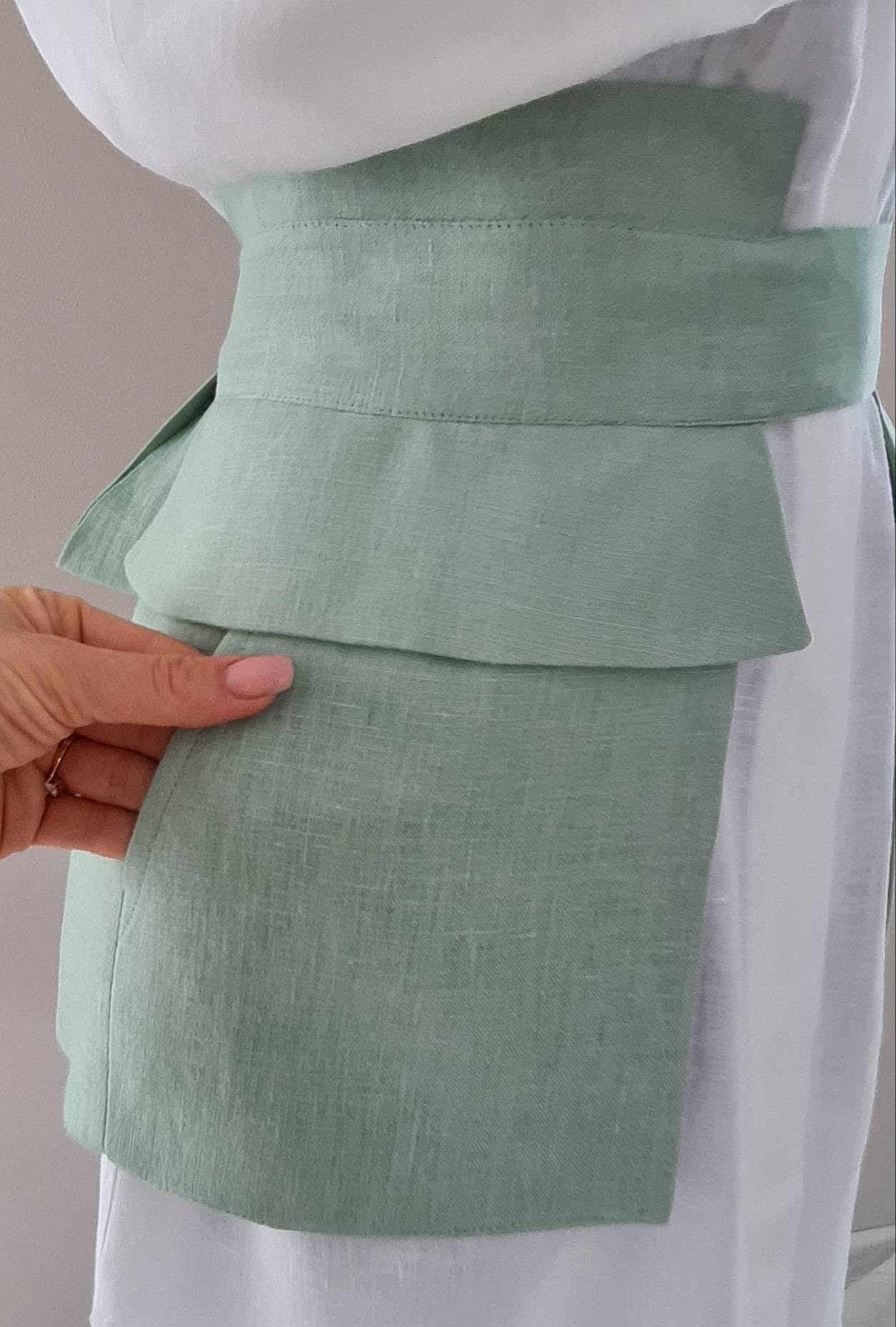 Basque Linen Skirt/ Basque Skirt Belt/ Wrapp Belt With Pockets/ Leinen ...