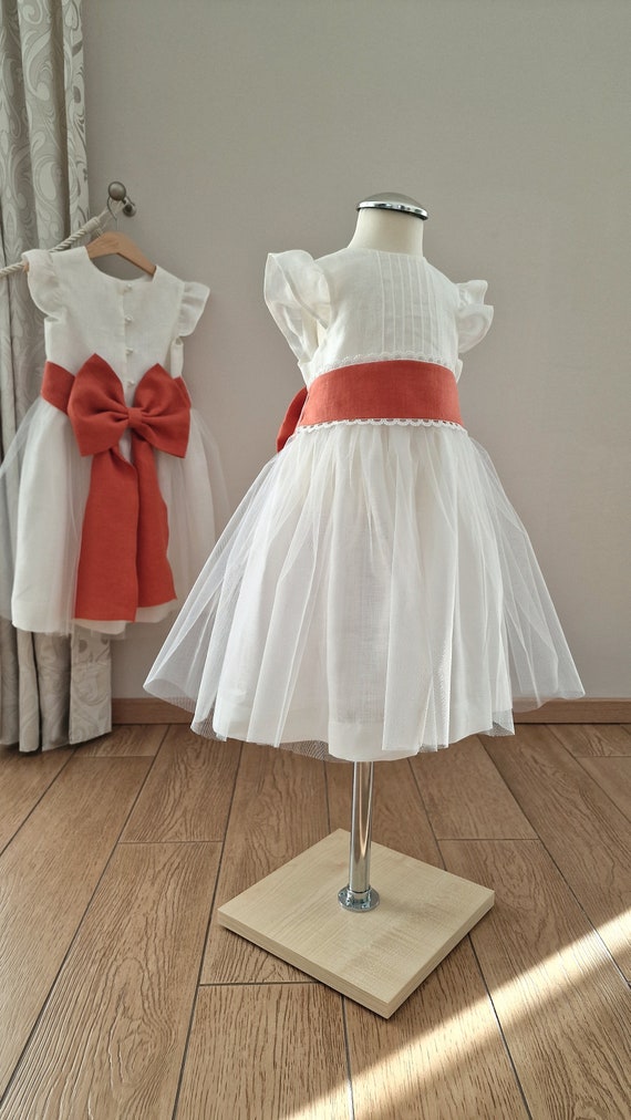 white wedding dress with orange sash Burnt orange wedding dresses