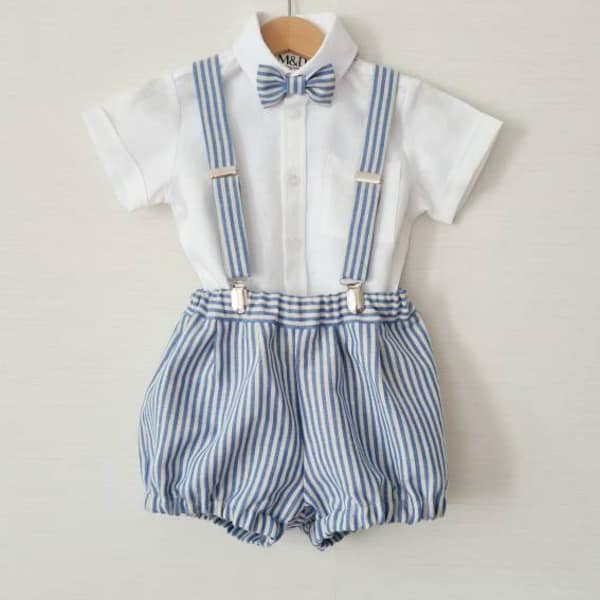 Striped Suspender Bloomers-Frsh Blu Stripe main image 0