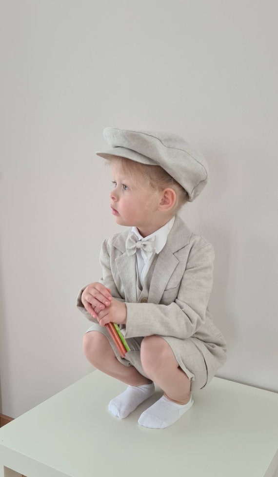 Sombrero plano de lino / Boina para niños pequeños / Sombrero de