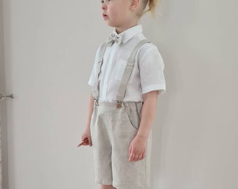 【papier】Boy Meets Shorts / Beige Linen Boys Shorts/beige Linen Shorts/ Page Boy Outfit/ Ring