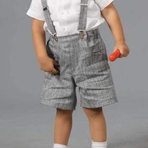 Toddler shirt/ white linen shirt / Boy&#39;s Short Sleeved collar shirt / Solid Shirt/ christening shirt/ collar linen white shirt/baptism shirt