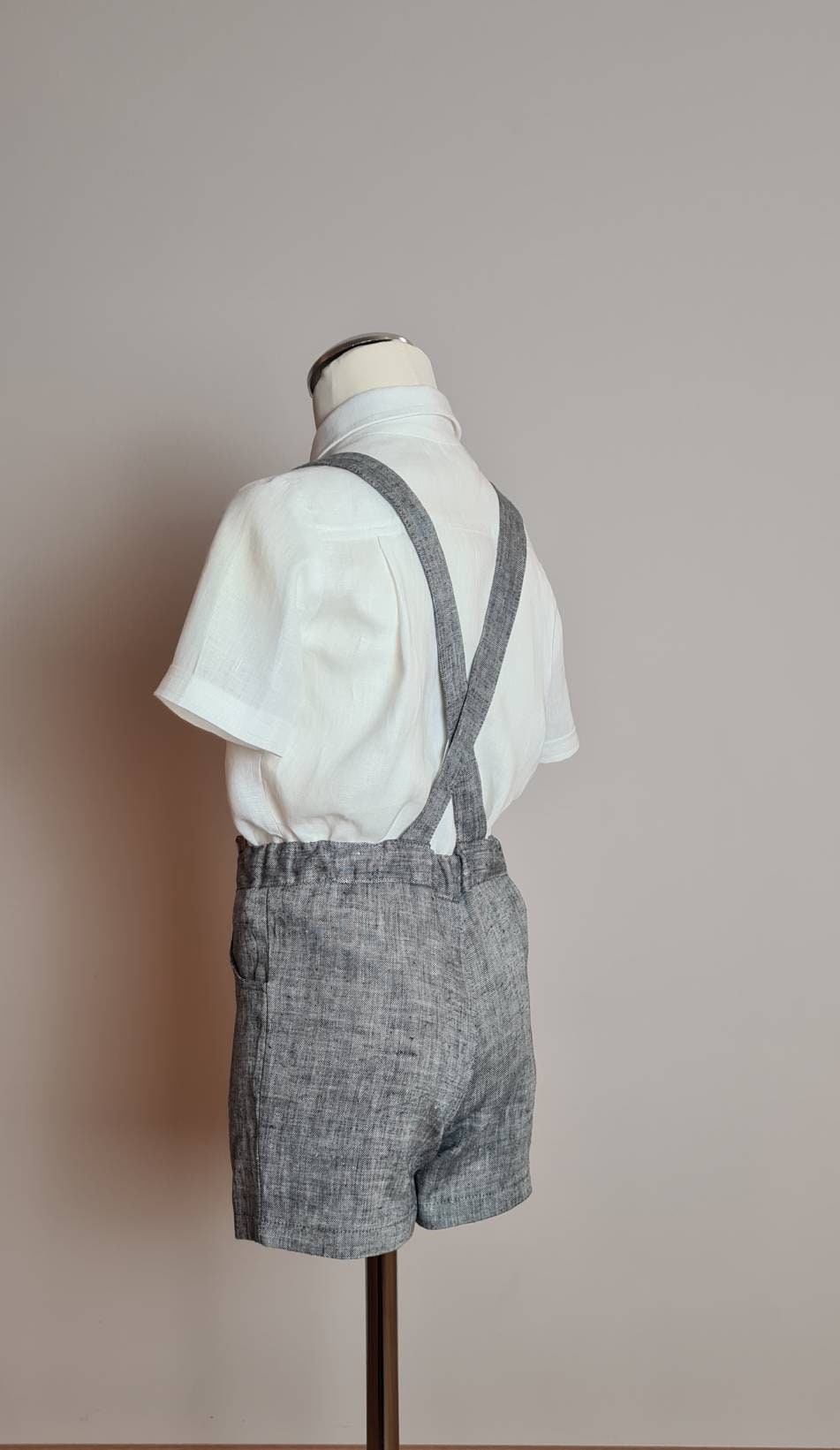 2pcs Suspender linen shorts boy linen suspender short and Etsy