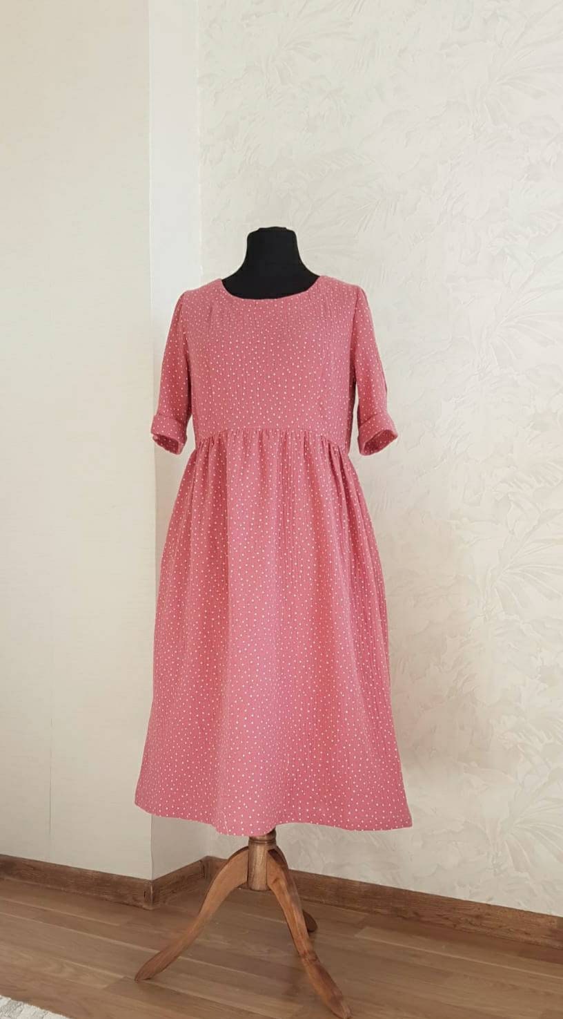 Double gauze dress/ casual cotton clothes/ summer loose midi Etsy