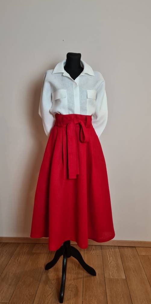 Jupe évasée Rouge Eastex Pour Femme, Taille 12, Longueur Midi, Mélange Laine