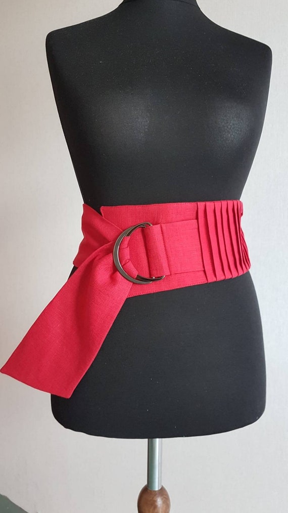 Ceinture Obi en lin Rubi rouge Ceinture femme Obi en lin