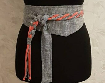 Obi Style Wrap Belt/ Linen Belt/ Wrap Belt/ Wide Belt / Japanese Style Belt /more color available/wide belt/ woman belt/ wide woman belt