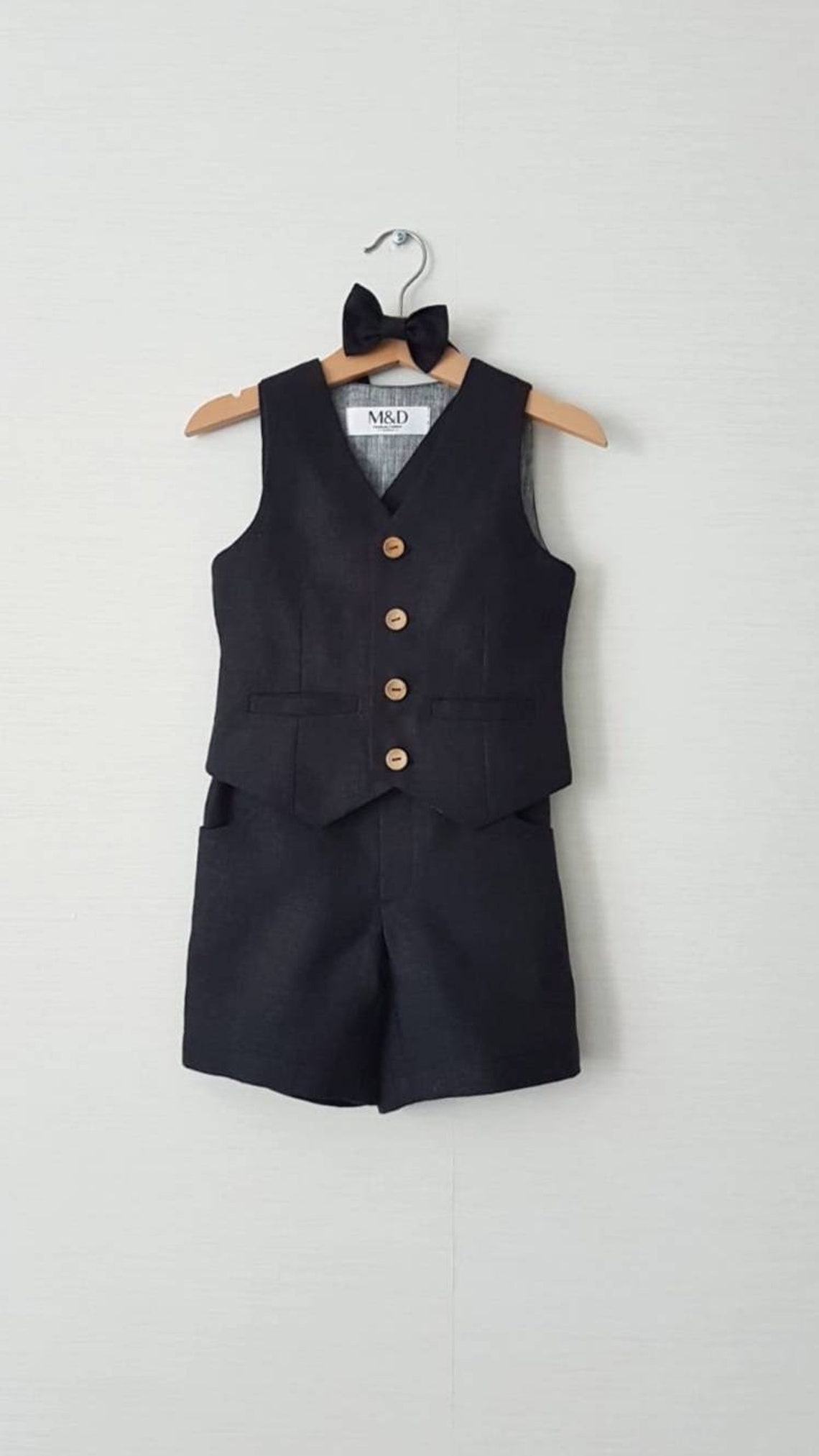 Ring Bearer Outfit/black Linen Ring Bearer Shorts West/black Etsy New